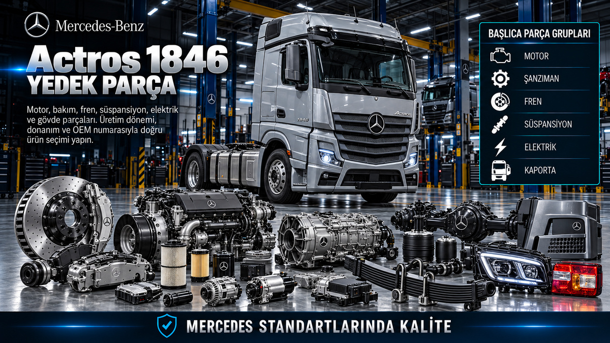 Mercedes Actros 1846 Yedek Parça: araç ve ilgili motor, fren, süspansiyon, elektrik ve gövde parçaları