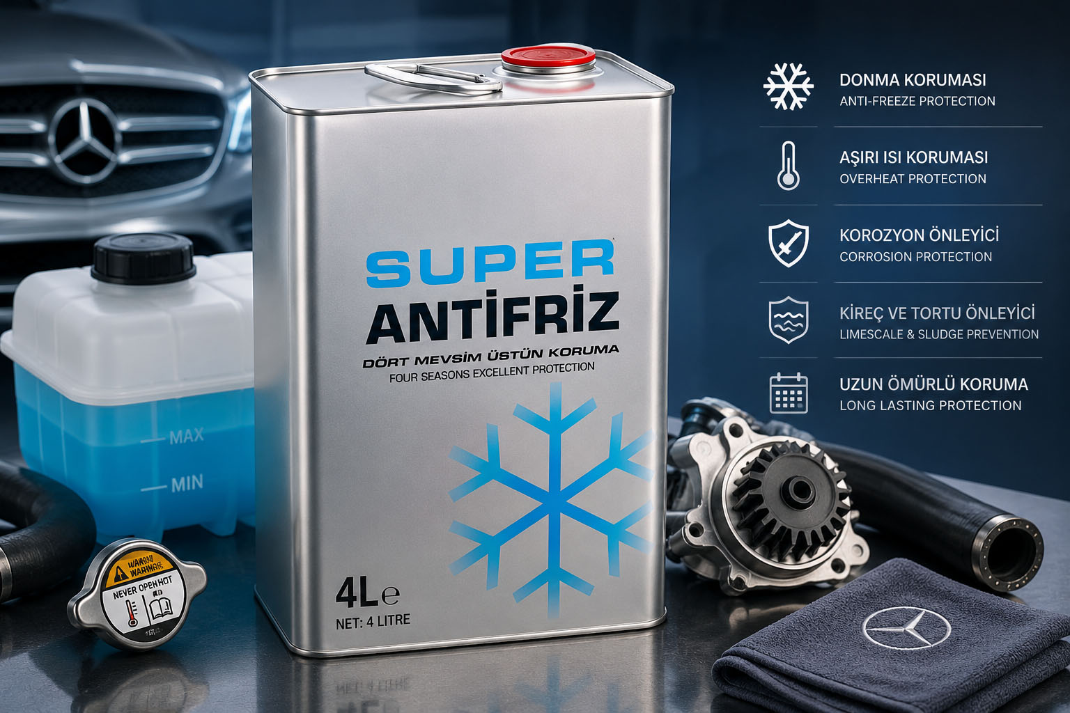 Mercedes antifriz ve motor soğutma sıvısı çeşitleri