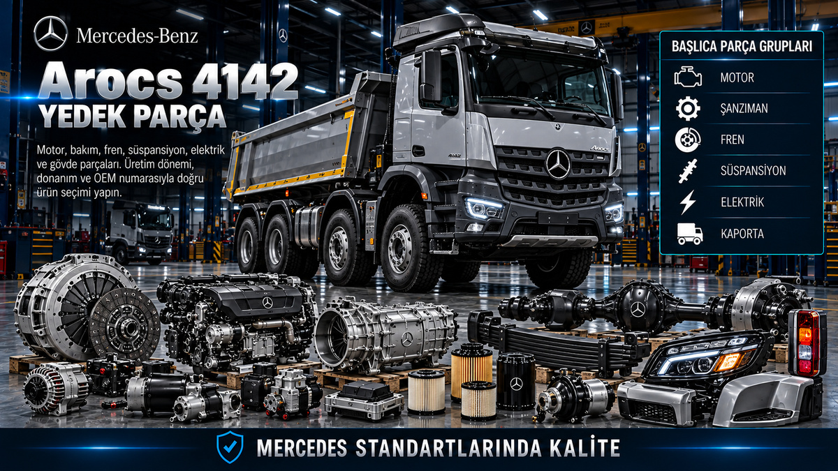 Mercedes Arocs 4142 Yedek Parça: araç ve ilgili motor, fren, süspansiyon, elektrik ve gövde parçaları