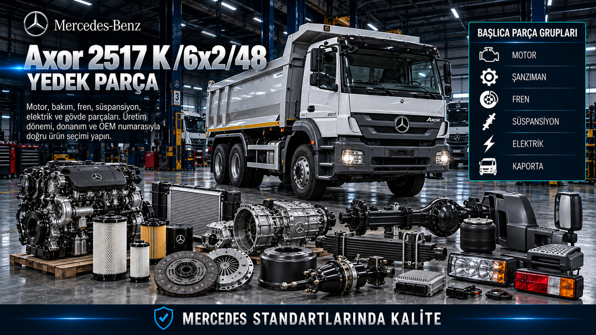 Mercedes Axor 2517 K /6x2/48 Yedek Parça: araç ve ilgili motor, fren, süspansiyon, elektrik ve gövde parçaları