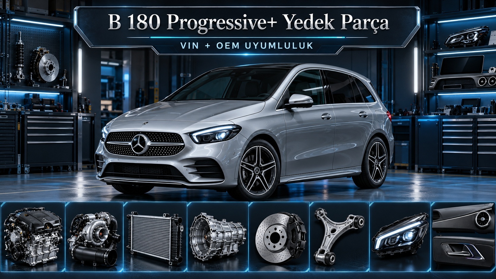 Mercedes B 180 Progressive Plus aracı ve yedek parça gruplarını gösteren kategori görseli