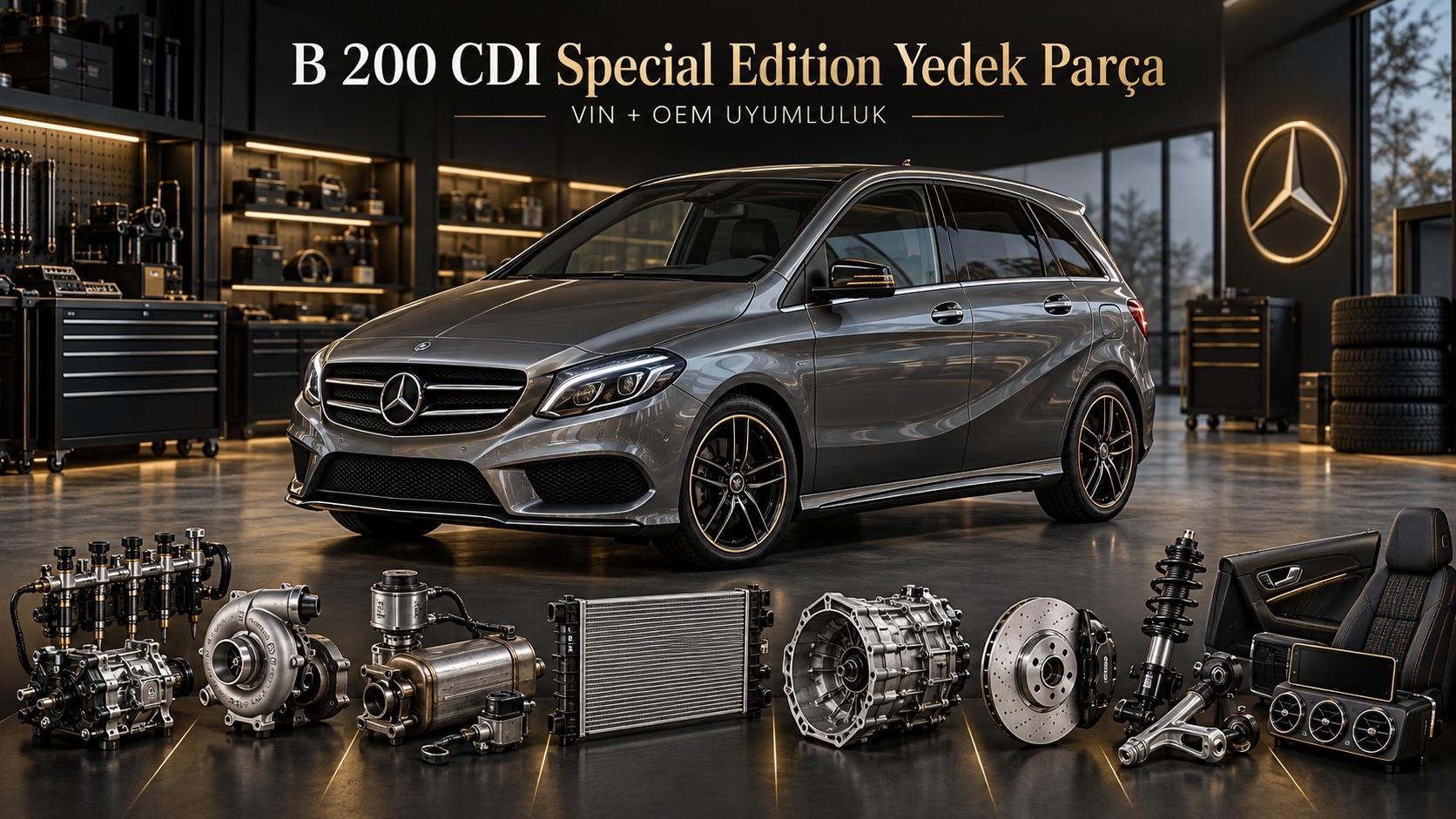 Mercedes B 200 CDI Special Edition ve dizel motor ile fren parçalarını gösteren kategori görseli
