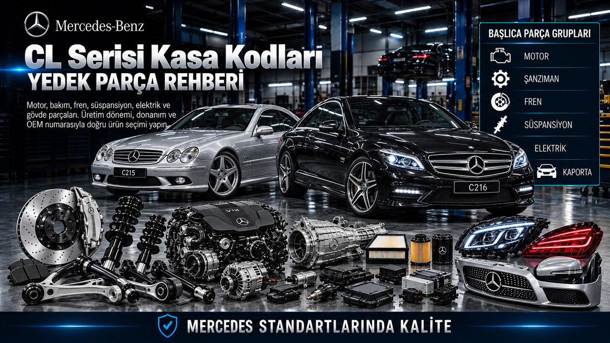Mercedes CL Serisi Kasa Kodları: araç ve ilgili motor, fren, süspansiyon, elektrik ve gövde parçaları
