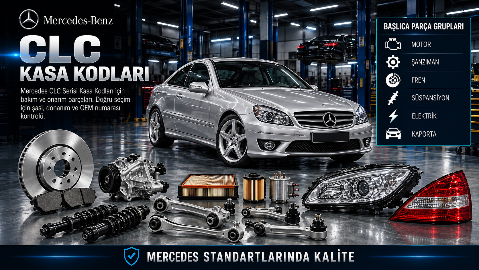 Mercedes CLC Serisi CL203 Sportcoupe kasa, motor, fren, süspansiyon ve gövde parçaları