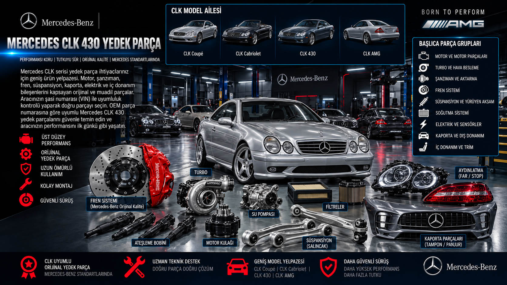 Mercedes-Benz CLK 430 Yedek Parça: binek otomobil ve yedek parça grupları