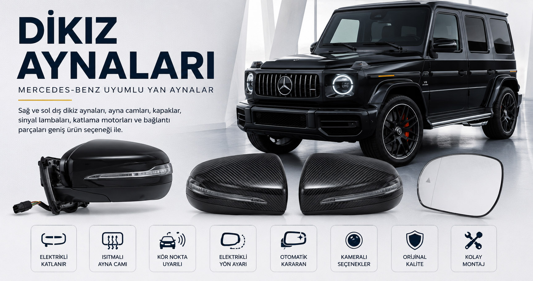 Mercedes dikiz aynaları, sağ sol yan ayna ve ayna camı çeşitleri