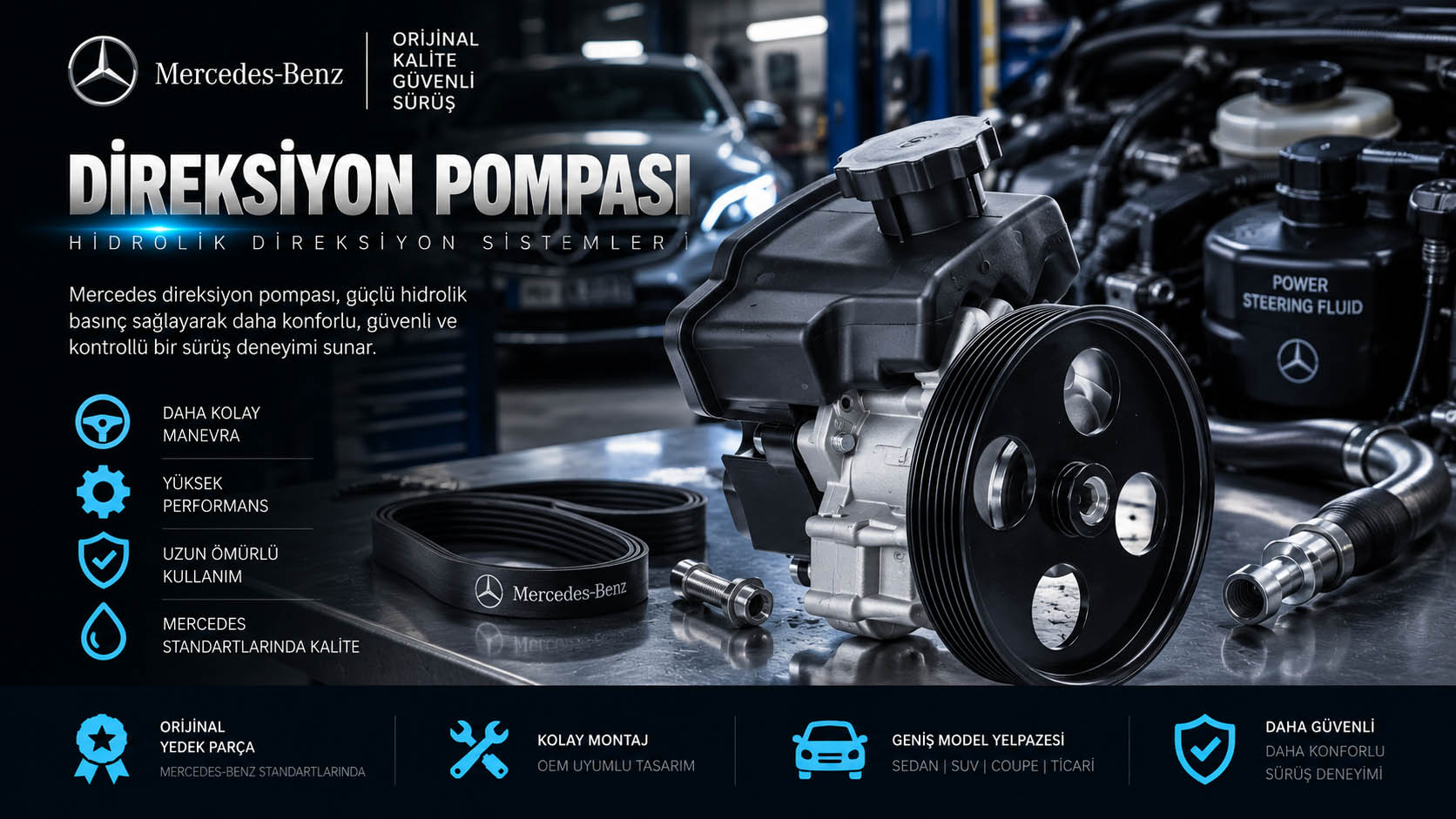 Mercedes direksiyon pompası ve hidrolik direksiyon pompası çeşitleri