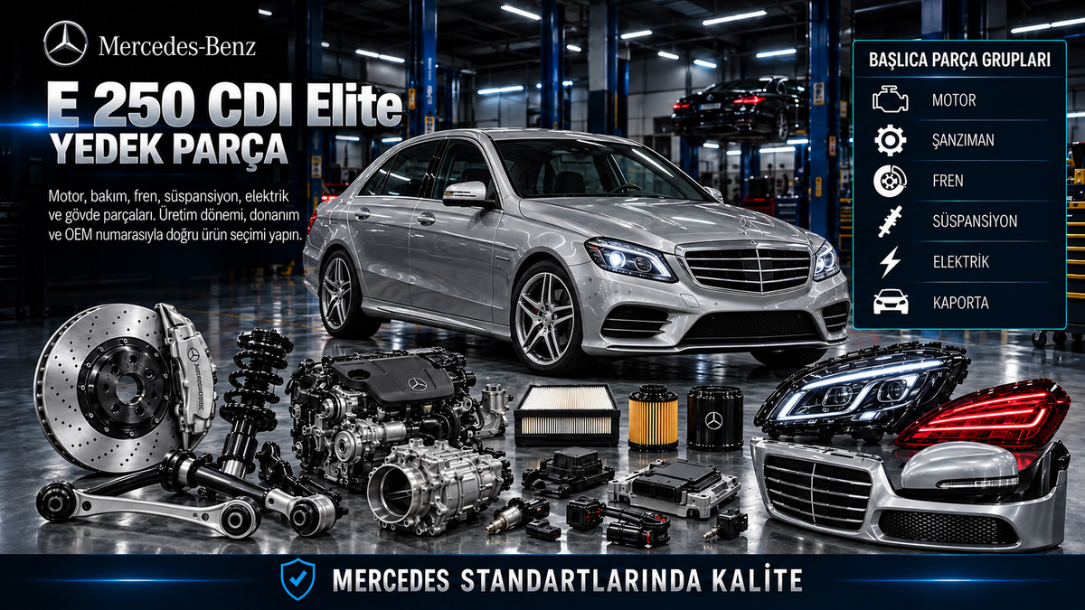 Mercedes E 250 CDI Elite Yedek Parça: araç ve ilgili motor, fren, süspansiyon, elektrik ve gövde parçaları
