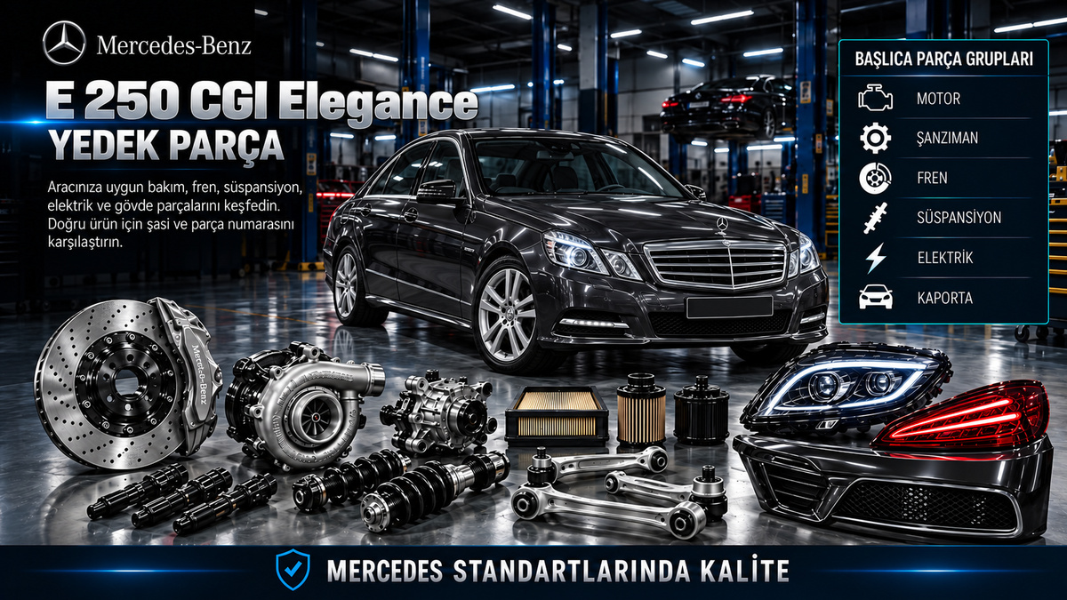 Mercedes E 250 CGI Elegance benzinli araç, ateşleme, yakıt, soğutma, fren ve gövde parçaları