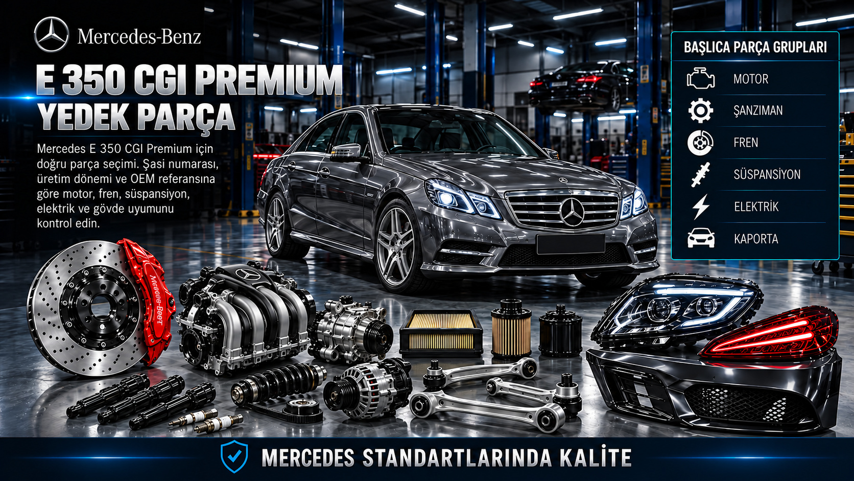 Mercedes-Benz E 350 CGI Premium benzinli enjeksiyon, ateşleme ve bakım parçaları