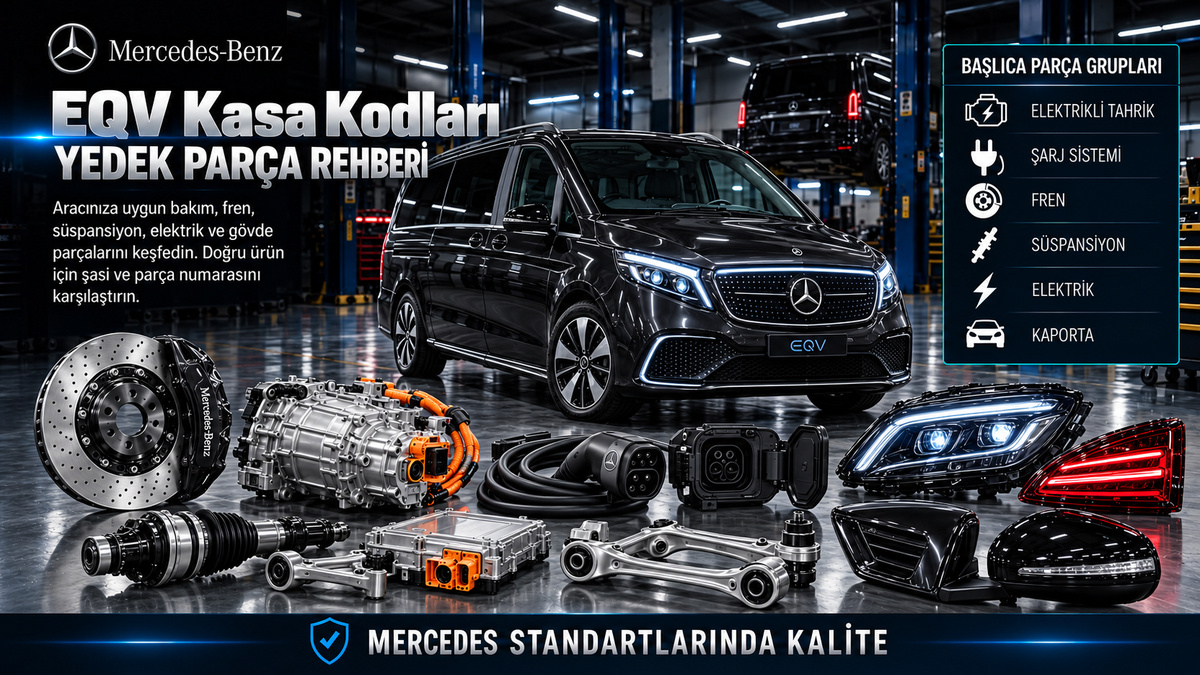 Mercedes EQV elektrikli van, elektrikli tahrik, şarj bağlantısı, fren, süspansiyon ve gövde parçaları