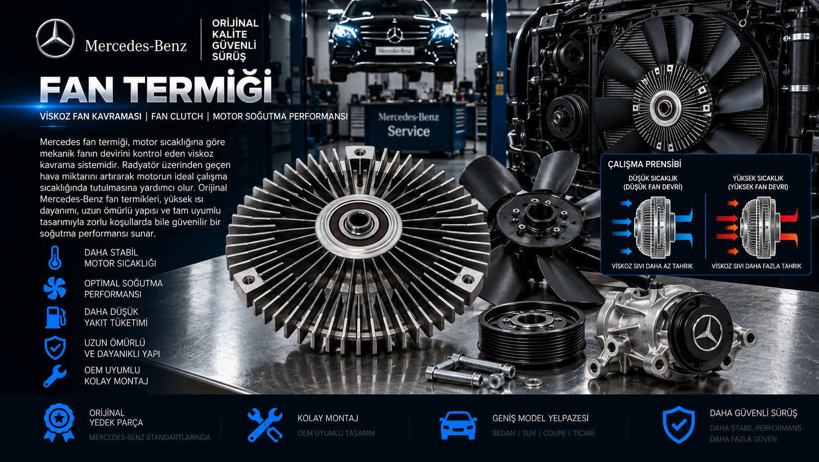 Mercedes fan termiği, viskoz fan kavraması ve fan clutch çeşitleri