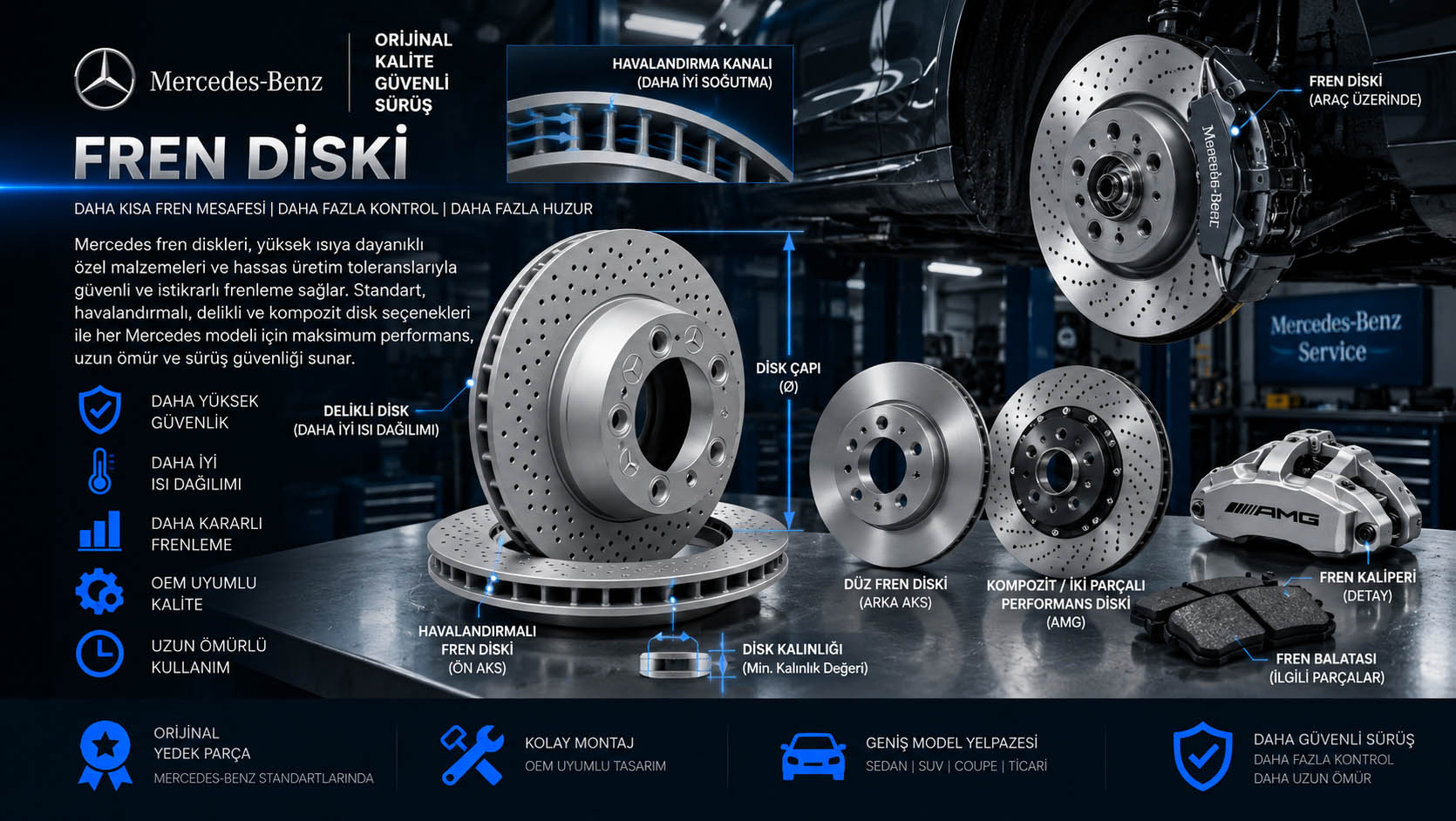 Mercedes Fren Diski Mercedes fren diski, ön arka brake disc ve havalandırmalı fren diski çeşitleri