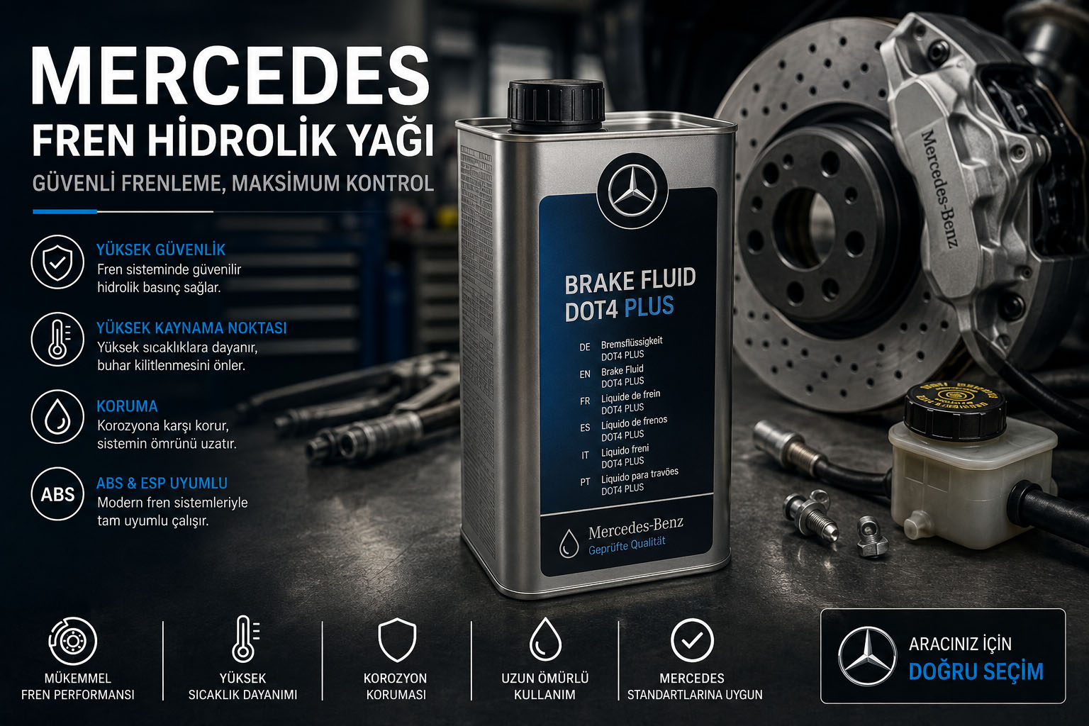 Mercedes fren hidrolik yağı ve fren hidroliği çeşitleri