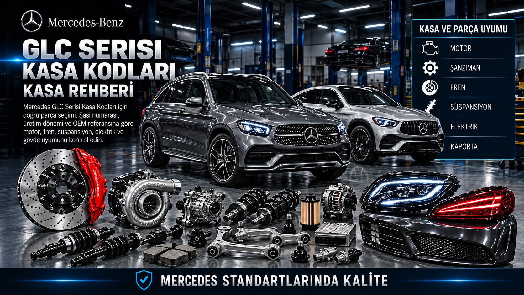 Mercedes-Benz GLC SUV ve Coupe kasa nesilleri ile yedek parça seçim rehberi