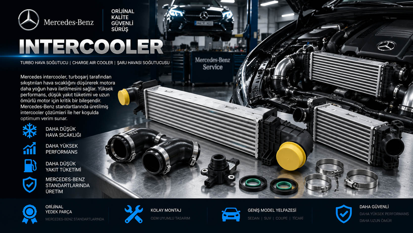 Mercedes intercooler, turbo hava soğutucu ve charge air cooler çeşitleri