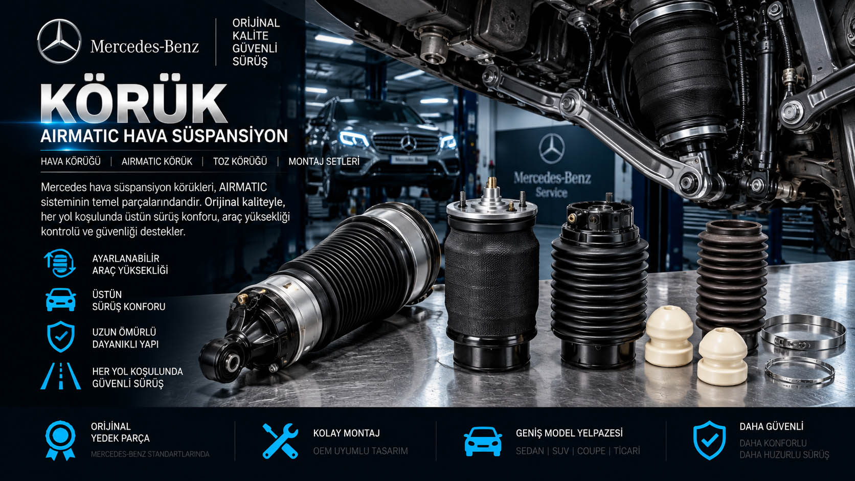 Mercedes AIRMATIC hava süspansiyon körüğü ve air spring çeşitleri