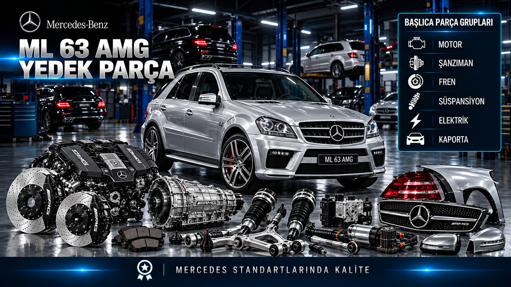 Mercedes-Benz ML 63 AMG için motor, bakım, performans freni, süspansiyon ve SUV gövde parçaları