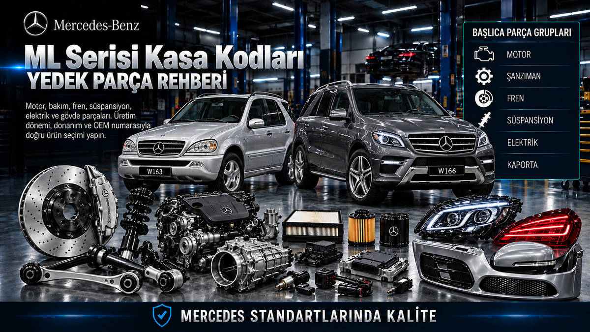 Mercedes ML Serisi Kasa Kodları: araç ve ilgili motor, fren, süspansiyon, elektrik ve gövde parçaları