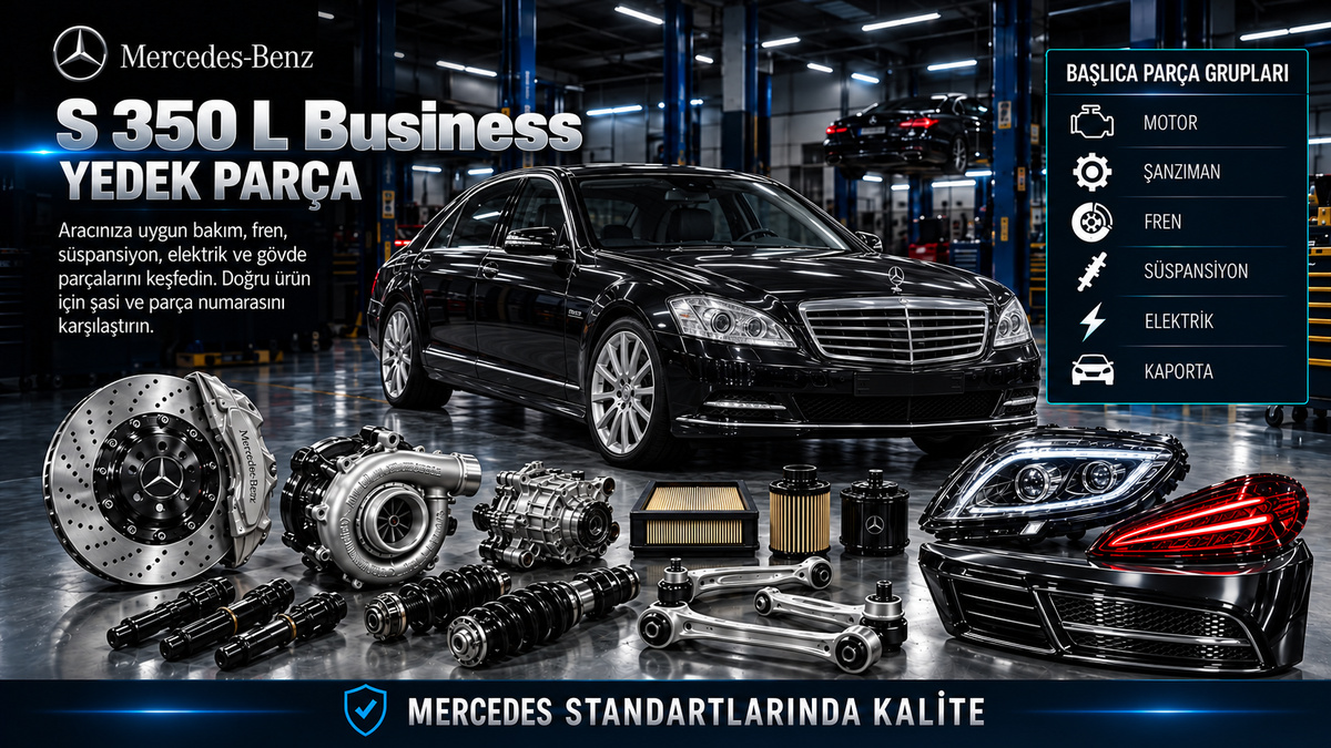 Mercedes S 350 L Business uzun gövdeli araç, motor, şanzıman, süspansiyon ve konfor parçaları