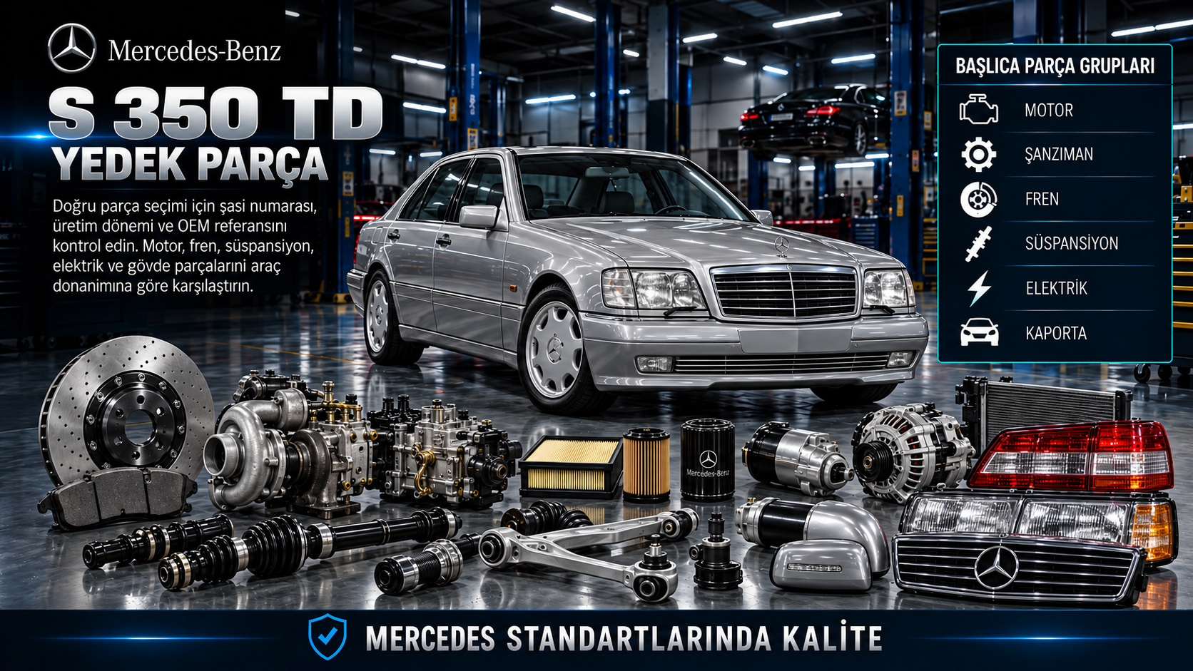 Mercedes S 350 TD Yedek Parça: araç ve ilgili motor, fren, süspansiyon, elektrik ve gövde parçaları