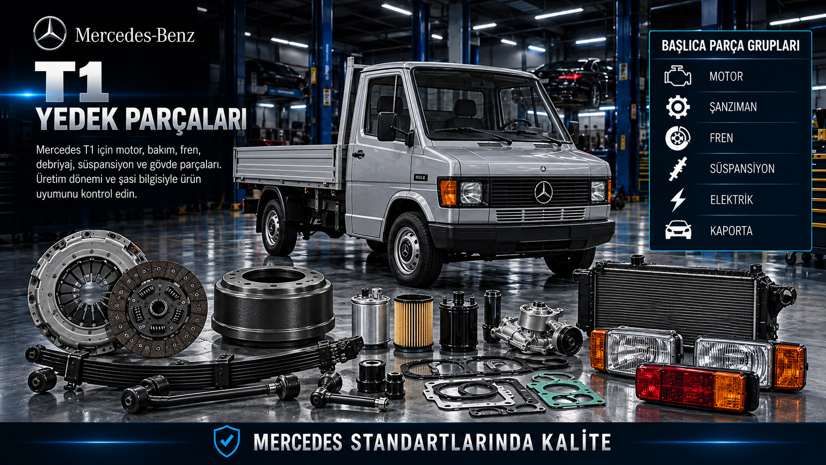Mercedes-Benz T1 klasik ticari araç ve yedek parçalarını gösteren kategori görseli