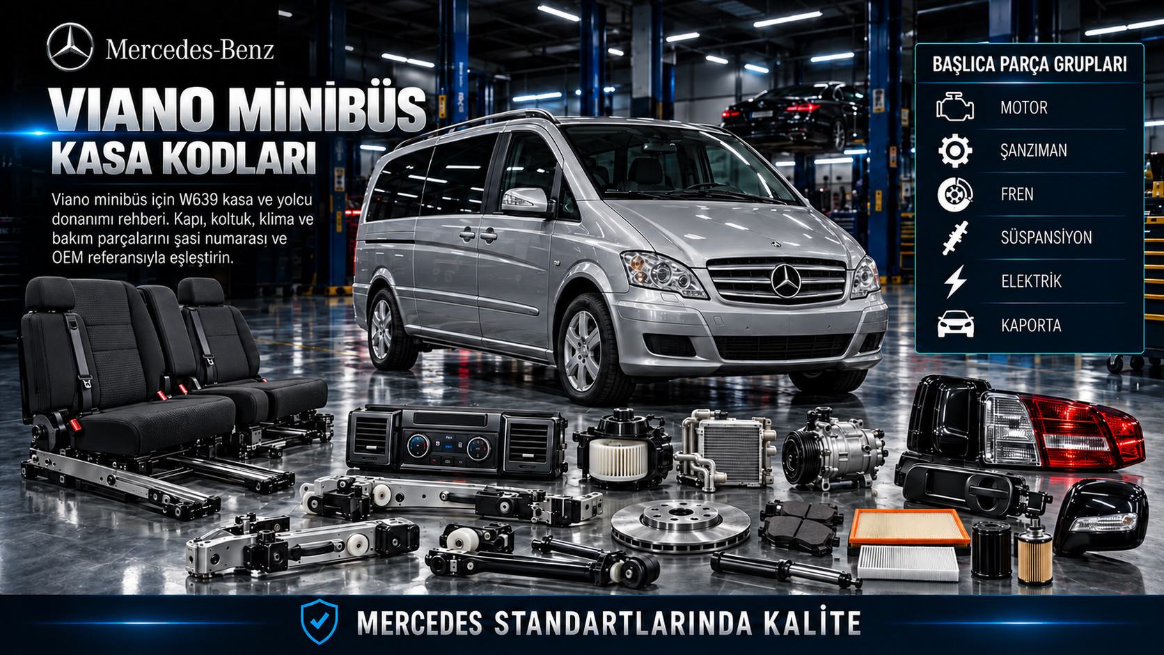 Mercedes-Benz Viano W639 minibüs ve parça gruplarını gösteren kategori görseli