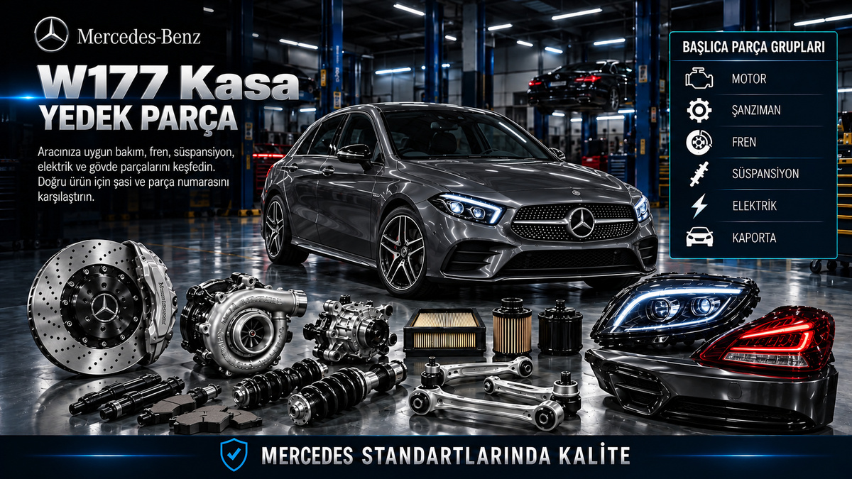 Mercedes W177 A Serisi hatchback, motor, aktarma, fren, elektronik ve gövde parçaları