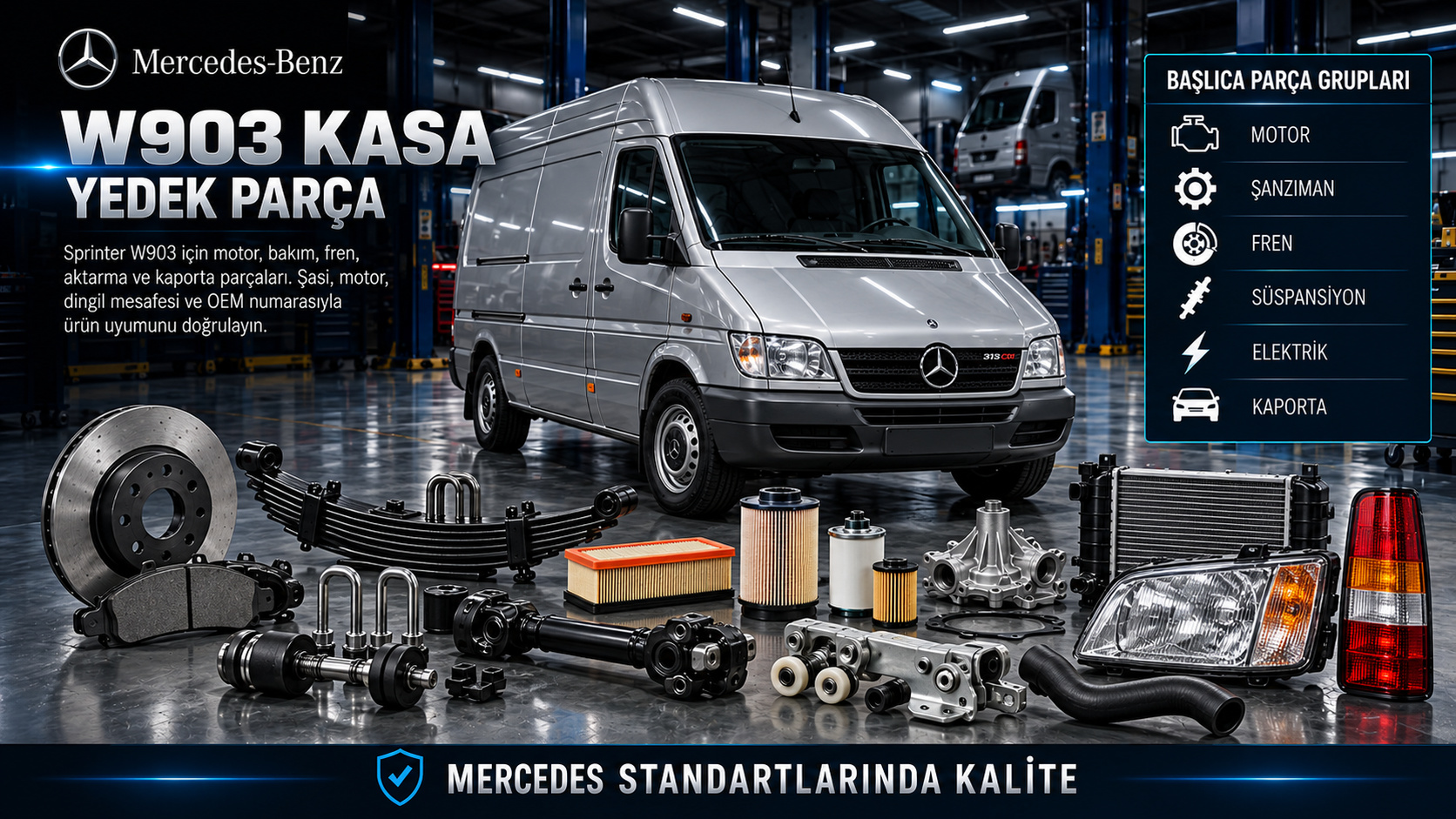 Mercedes-Benz W903 Kasa Yedek Parça için araç ve parça gruplarını gösteren kategori görseli