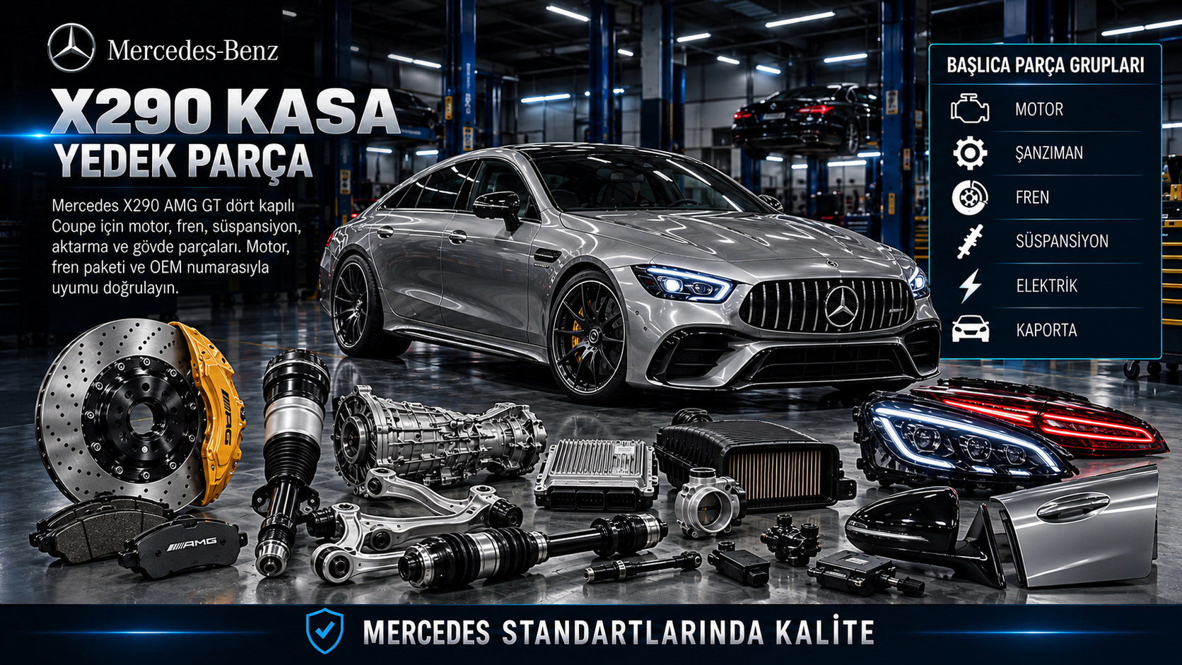 Mercedes X290 AMG GT dört kapılı Coupe için motor, performans freni, süspansiyon ve aktarma parçaları