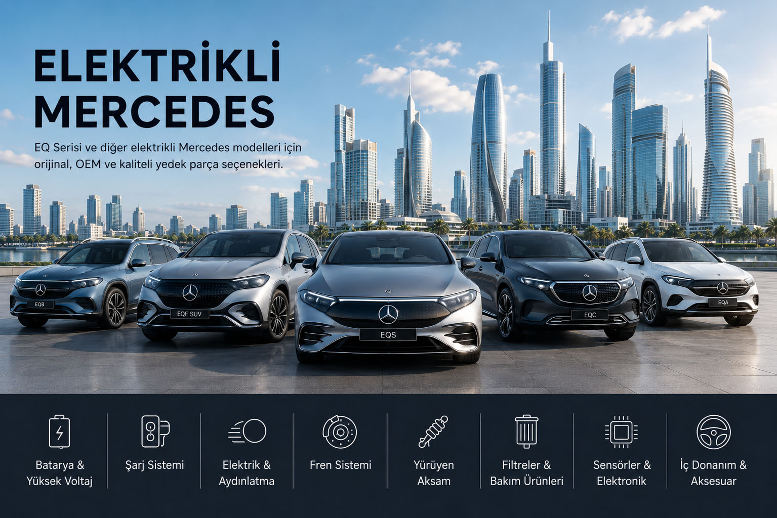 Mercedes EQ ve elektrikli Mercedes modelleri için yedek parçalar