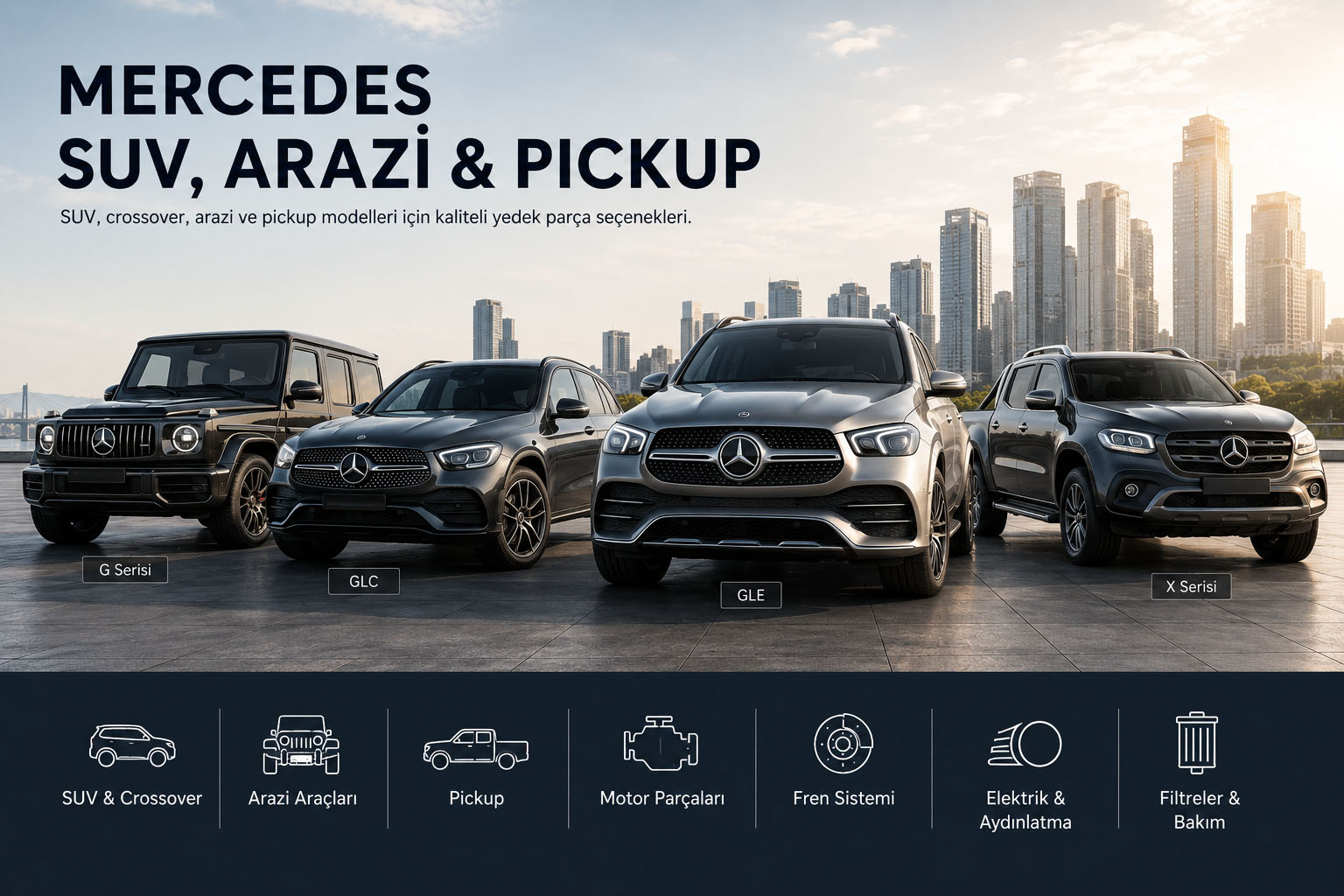 Mercedes SUV, arazi aracı ve pickup modelleri için yedek parçalar